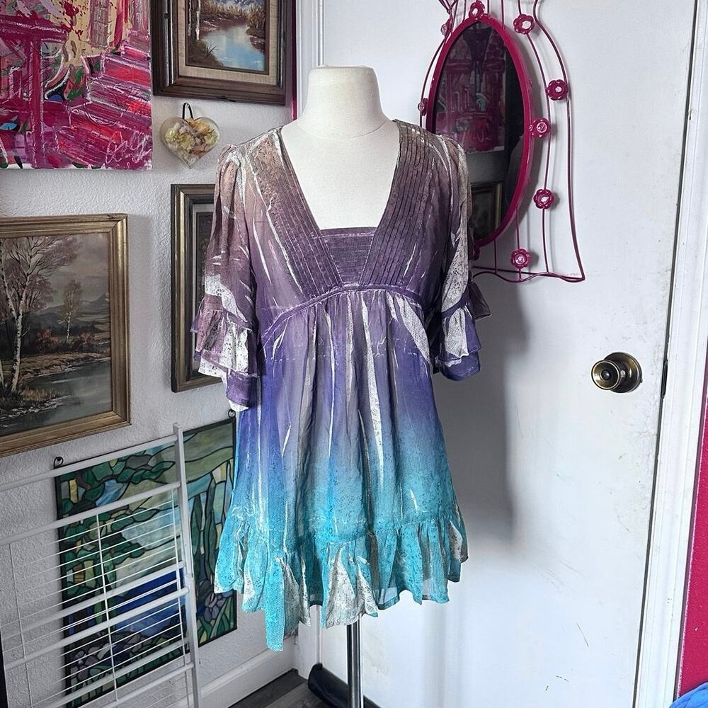 live and let live floral bohemian ombre babydoll shirt